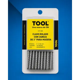 KIT 339CLAVO ROLADO P/MADERA C/CABEZA DE 3" C/15PZA