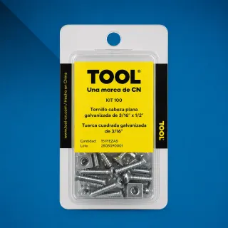 KIT100 MIX D/TOR.PLANA Y TUERCA CUAD.GALV
