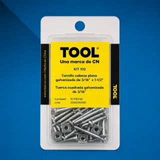 KIT102 MIX D/TOR.PLANA Y TUERCA CUAD.GALV 3/16X1