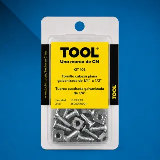 KIT103 MIX D/TOR.PLANA Y TUERCA CUAD.GALV 1/4X1/2C/30P