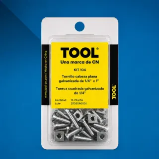 KIT104 MIX D/TOR.PLANA Y TUERCA CUAD.GALV 1/4X1 C/30P