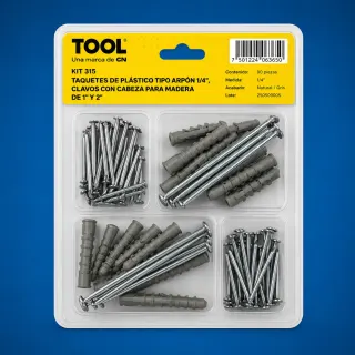 KIT315MIX D/TAQUETE PLAST 1/4YCLAVO C/C 1"Y 2 1/2