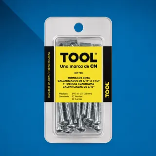 KIT91 MIX D/TOR.GOTA Y TUERCA CUAD.GALV 3/16X1