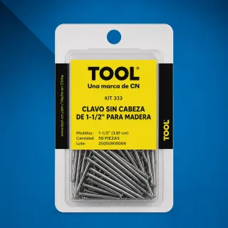 KIT 333 CLAVO S/CABEZA 1 1/2" C/50PZA